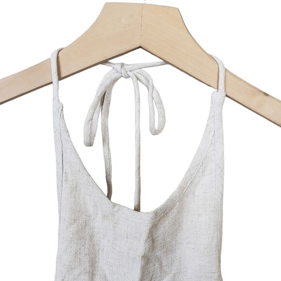 Sovere Womens Small Retold Hankey Hem Linen Blend Halter Top Tan NEW - Picture 4 of 8